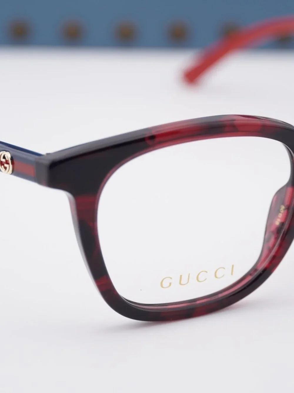 Gucci GG1864O 003 Square Eyeglasses 50mm - Red Havana